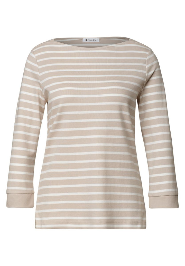 3/4-Arm Shirt mit U-Boot-Ausschnitt