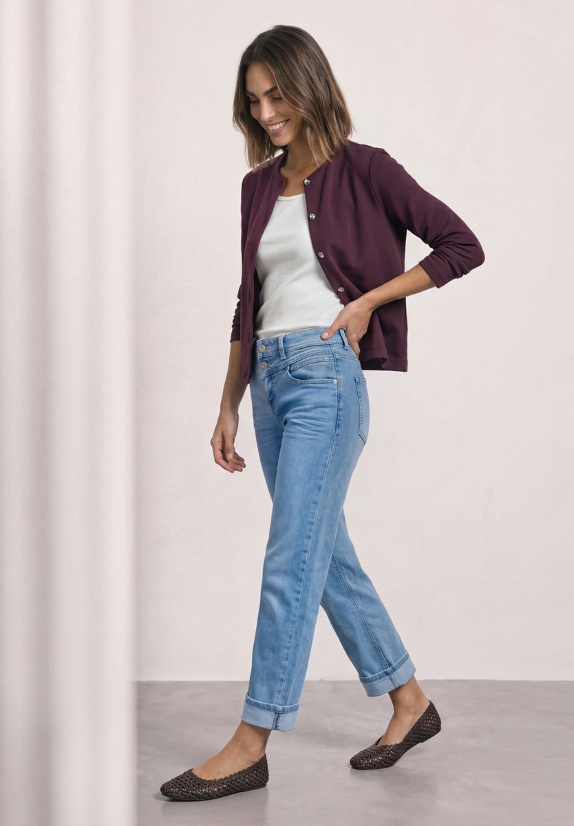 Strick-Look Jacke mit dekorativen Knöpfen