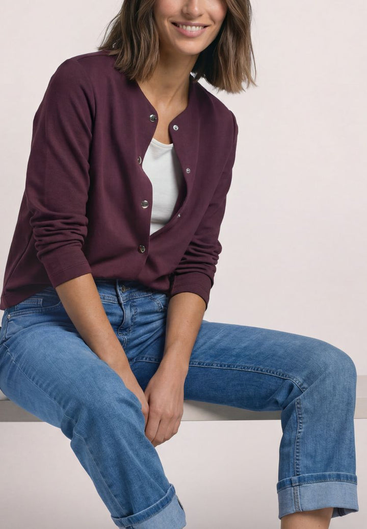 Strick-Look Jacke mit dekorativen Knöpfen