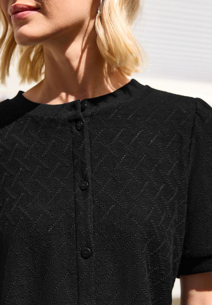 Kurzarm Jacke mit Rundhals und Knöpfen