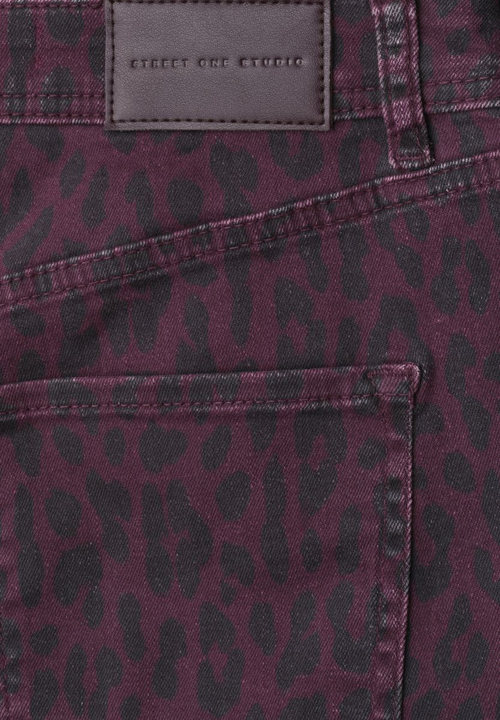 High Waist Barrel Leg Jeans mit Leo-Print