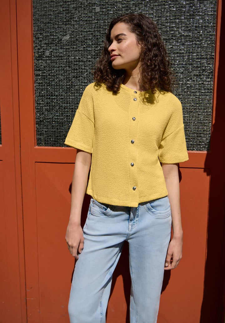 Kurzarm Jacke im Strick-Look mit Rundhals