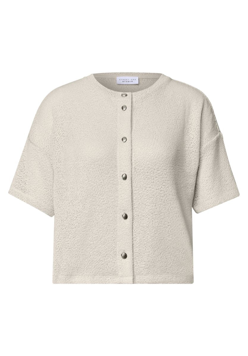 Kurzarm Jacke im Strick-Look mit Rundhals