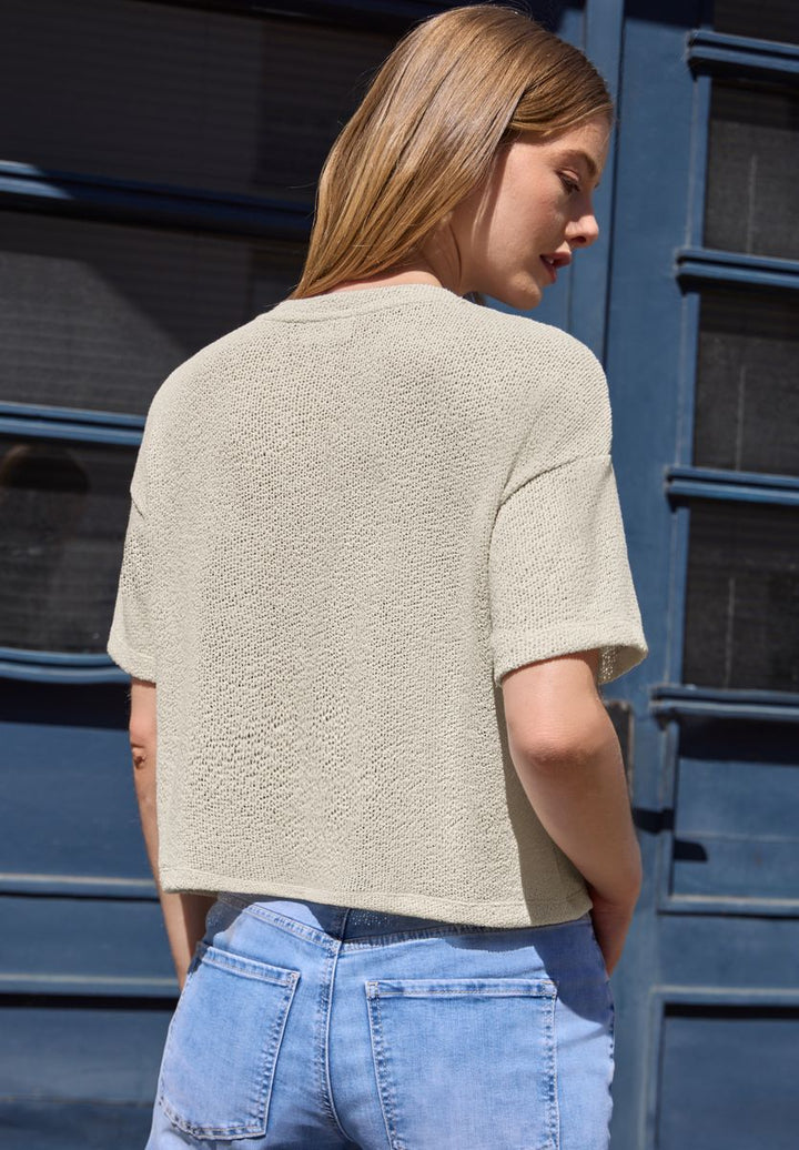 Kurzarm Jacke im Strick-Look mit Rundhals