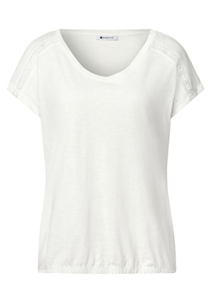 Shirt mit V-Neck und Crochet-Details