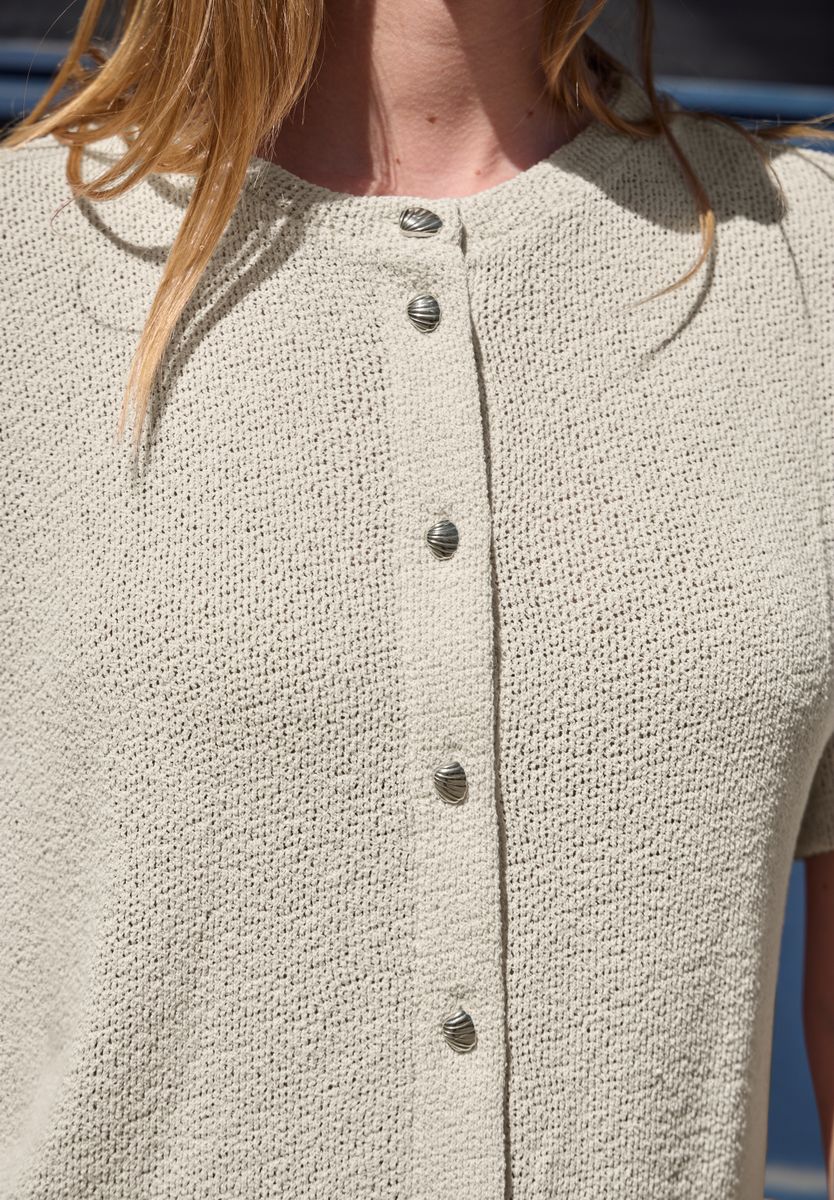Kurzarm Jacke im Strick-Look mit Rundhals