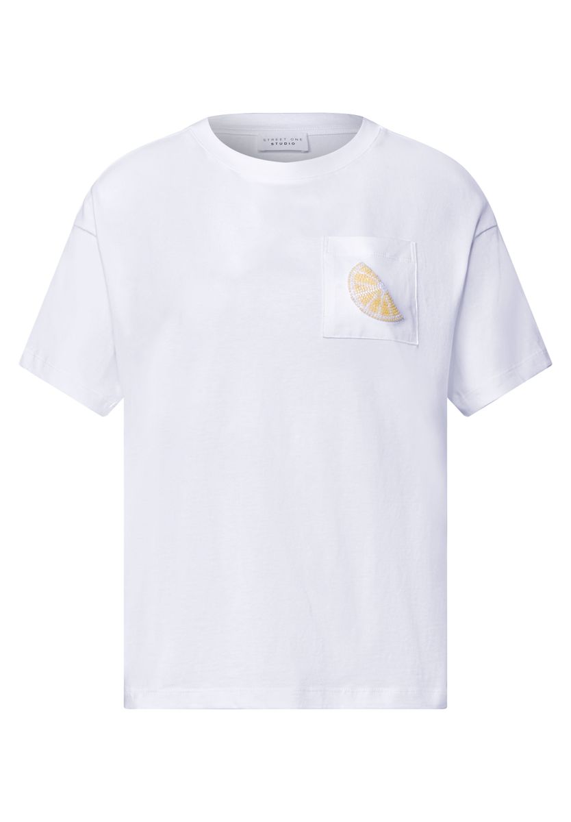 T-Shirt mit Rundhals und Perlendetail