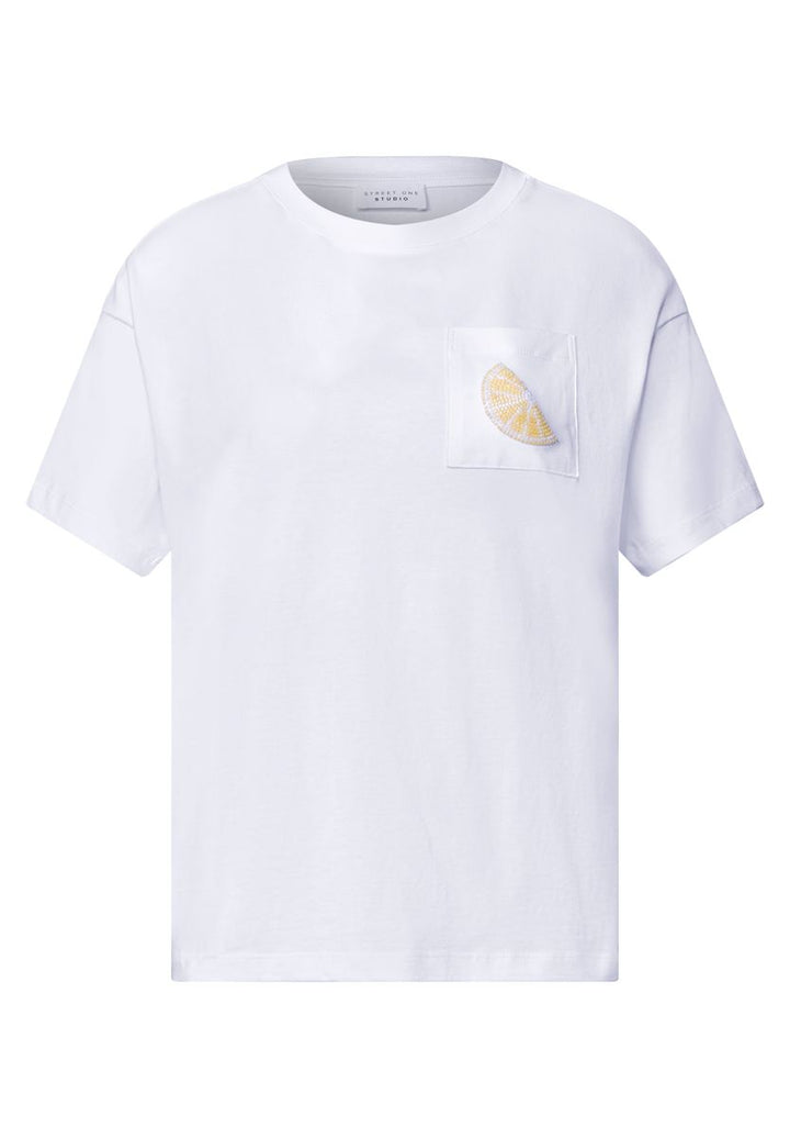 T-Shirt mit Rundhals und Perlendetail