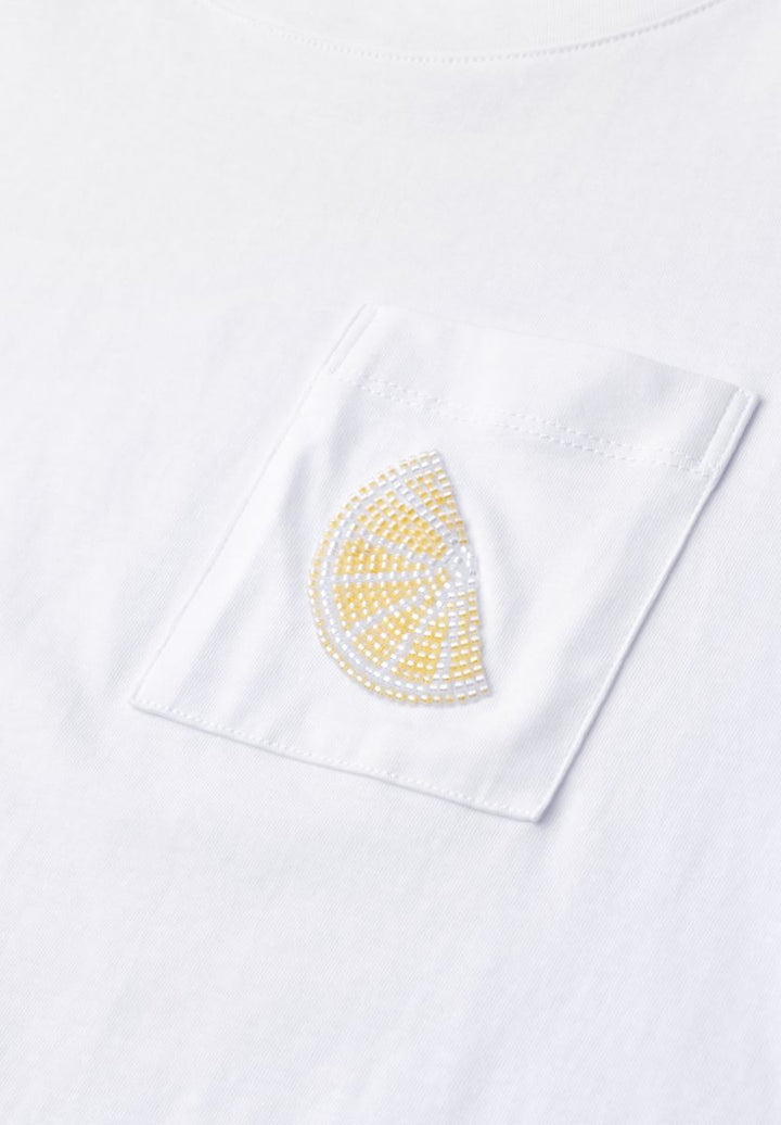 T-Shirt mit Rundhals und Perlendetail