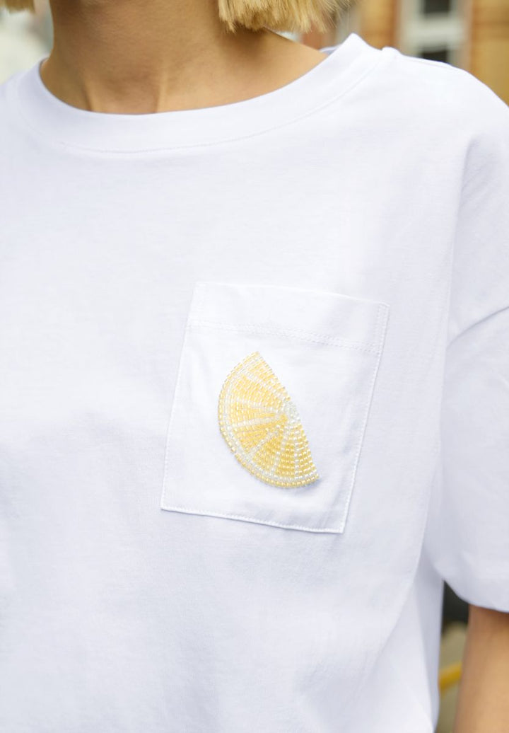 T-Shirt mit Rundhals und Perlendetail