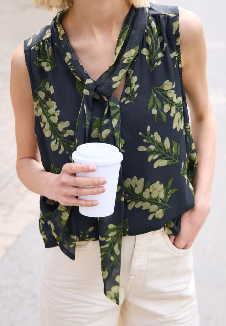 Blusentop aus Chiffon mit Schleife