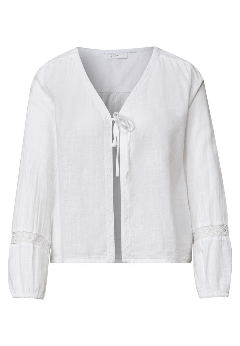 Langarm Bluse mit V-Neck und Schleife