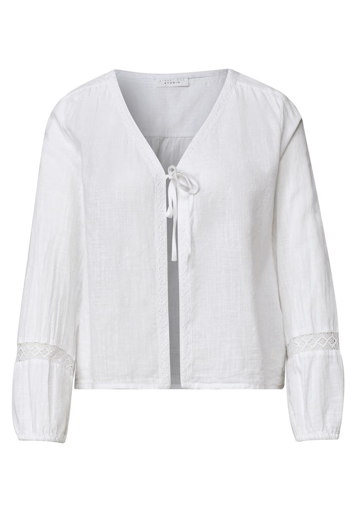 Langarm Bluse mit V-Neck und Schleife