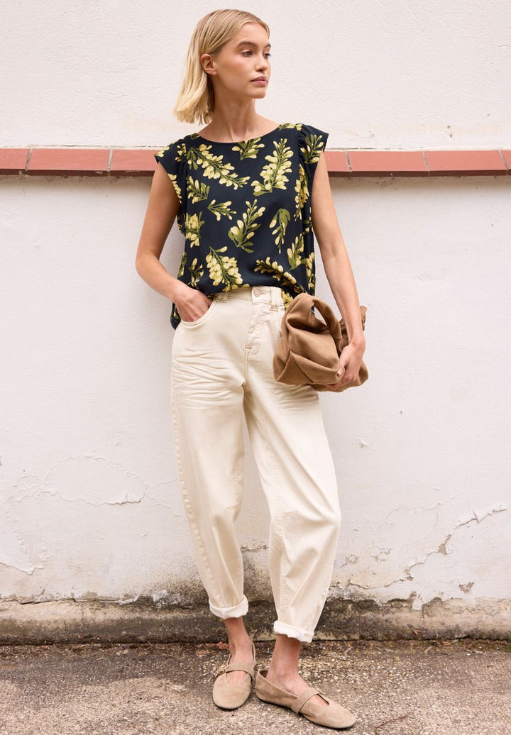 Dropped Shoulder Blusenshirt mit Rundhals
