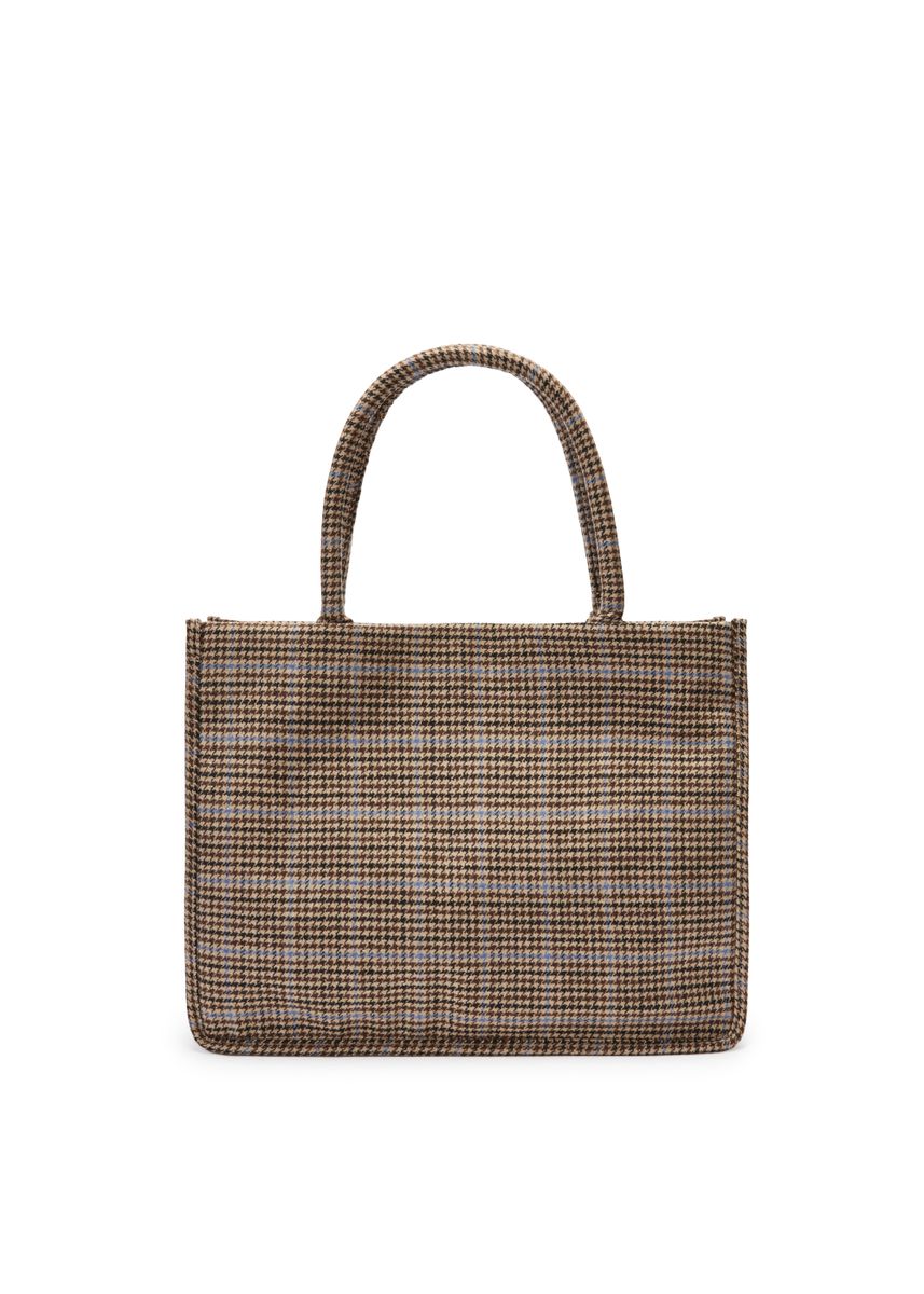 Shopper mit Karomuster und Schriftzug