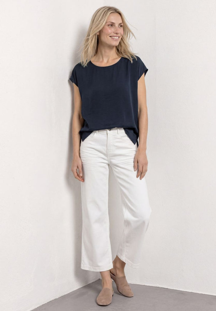 Dropped Shoulder Blusenshirt mit Rundhals