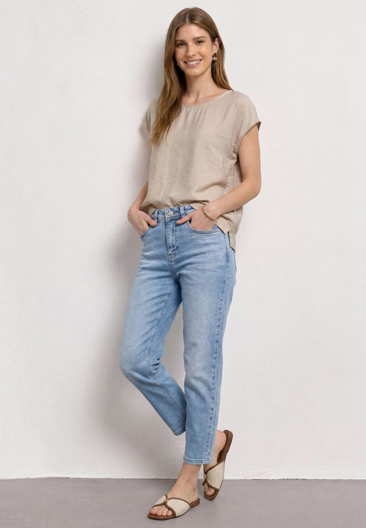 Dropped Shoulder Blusenshirt mit Rundhals