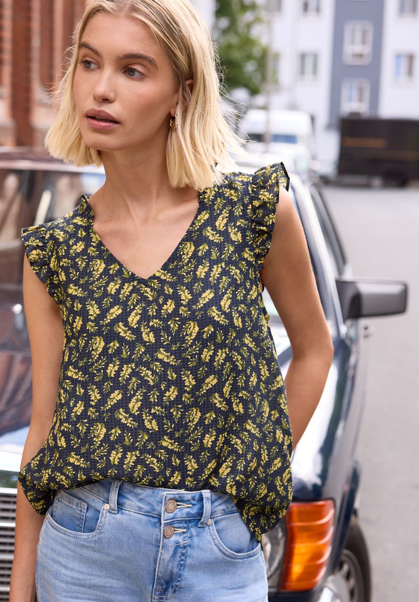 Blusentop mit V-Neck und Print