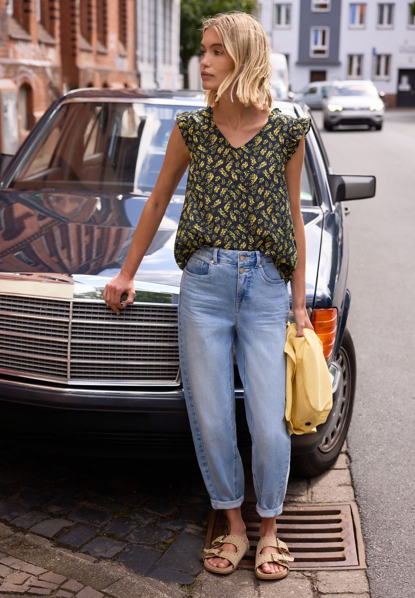 Blusentop mit V-Neck und Print
