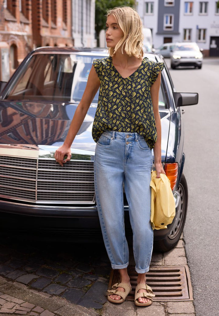 Blusentop mit V-Neck und Print