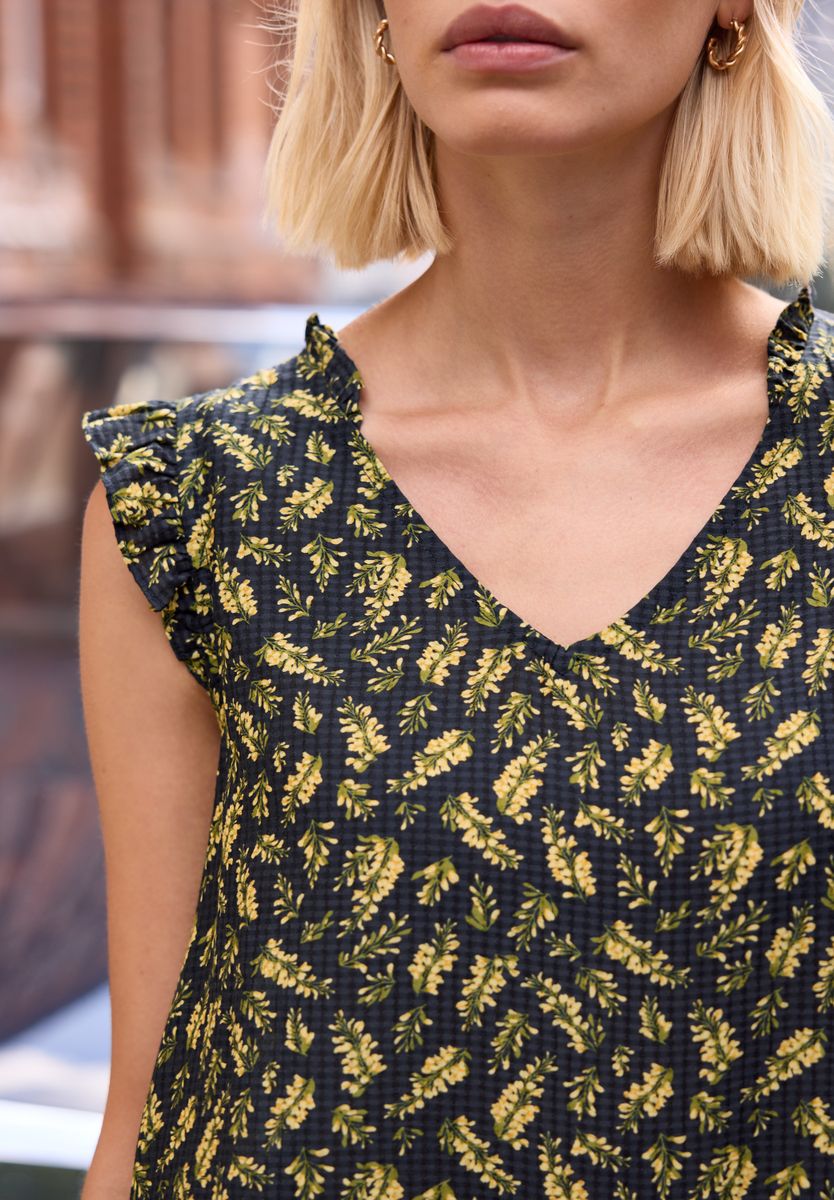 Blusentop mit V-Neck und Print
