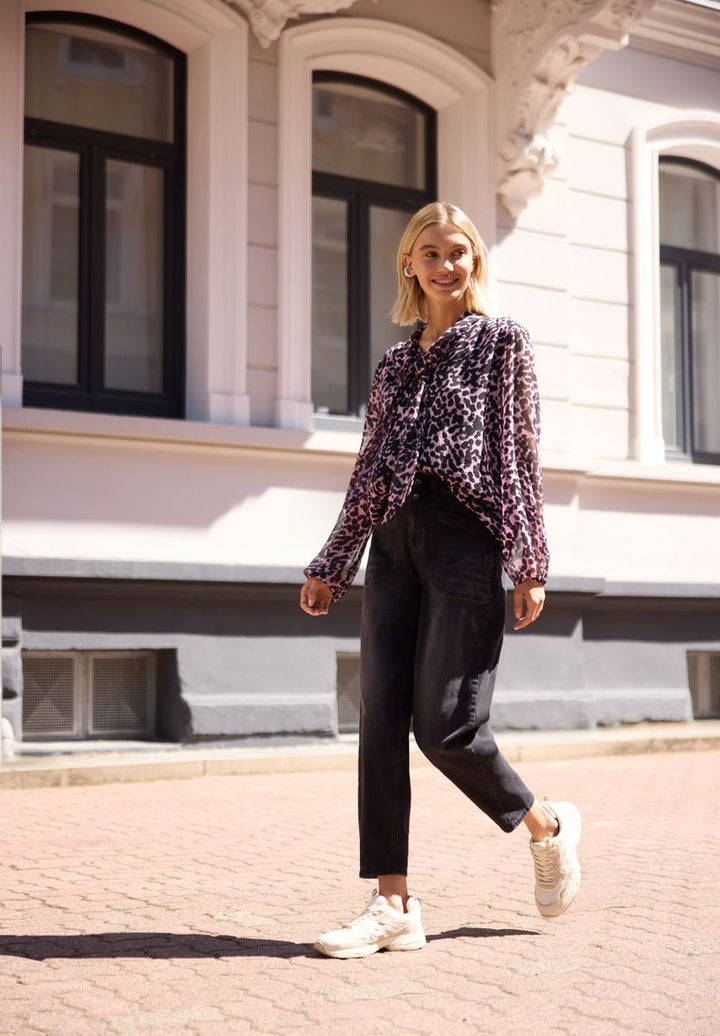 Langarm Bluse aus Chiffon mit Schleife