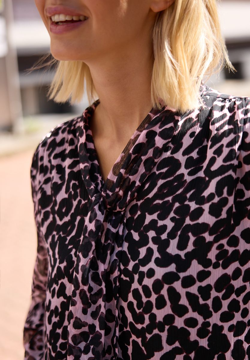 Langarm Bluse aus Chiffon mit Schleife