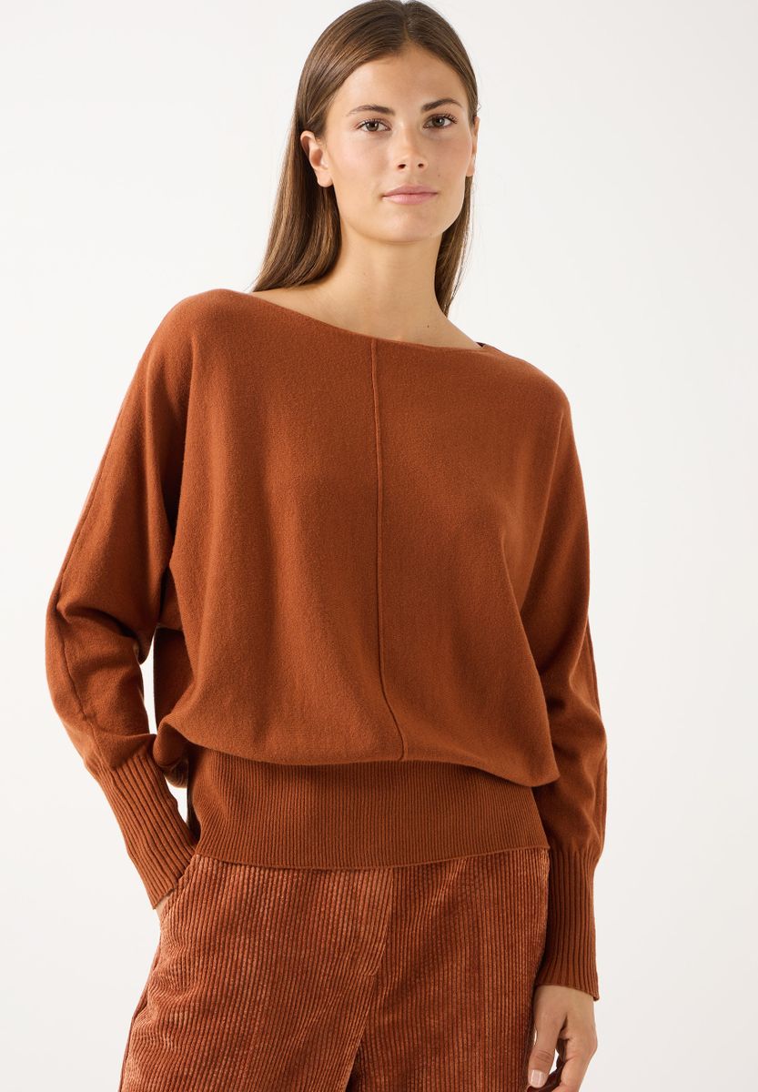 Feinstrickpullover mit Fledermausärmeln