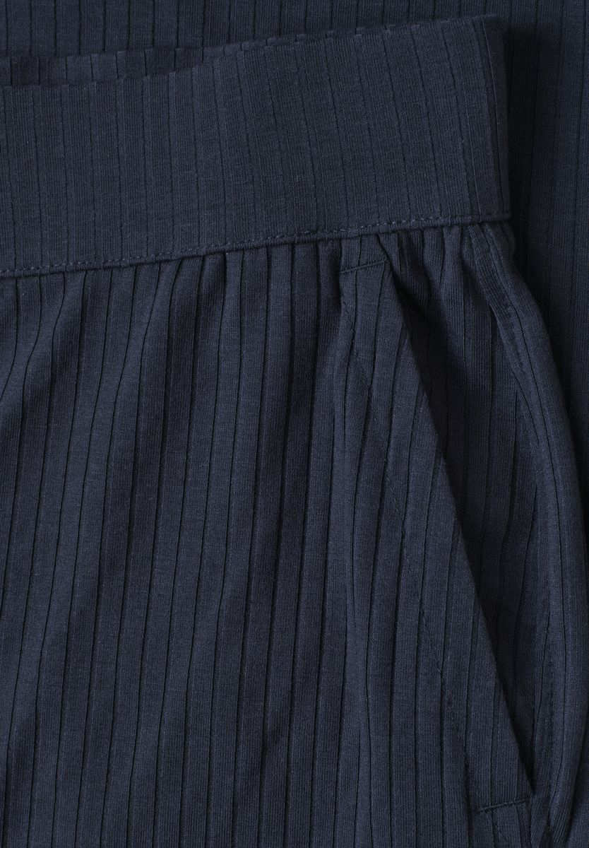 Wide Leg Hose in Rippstruktur