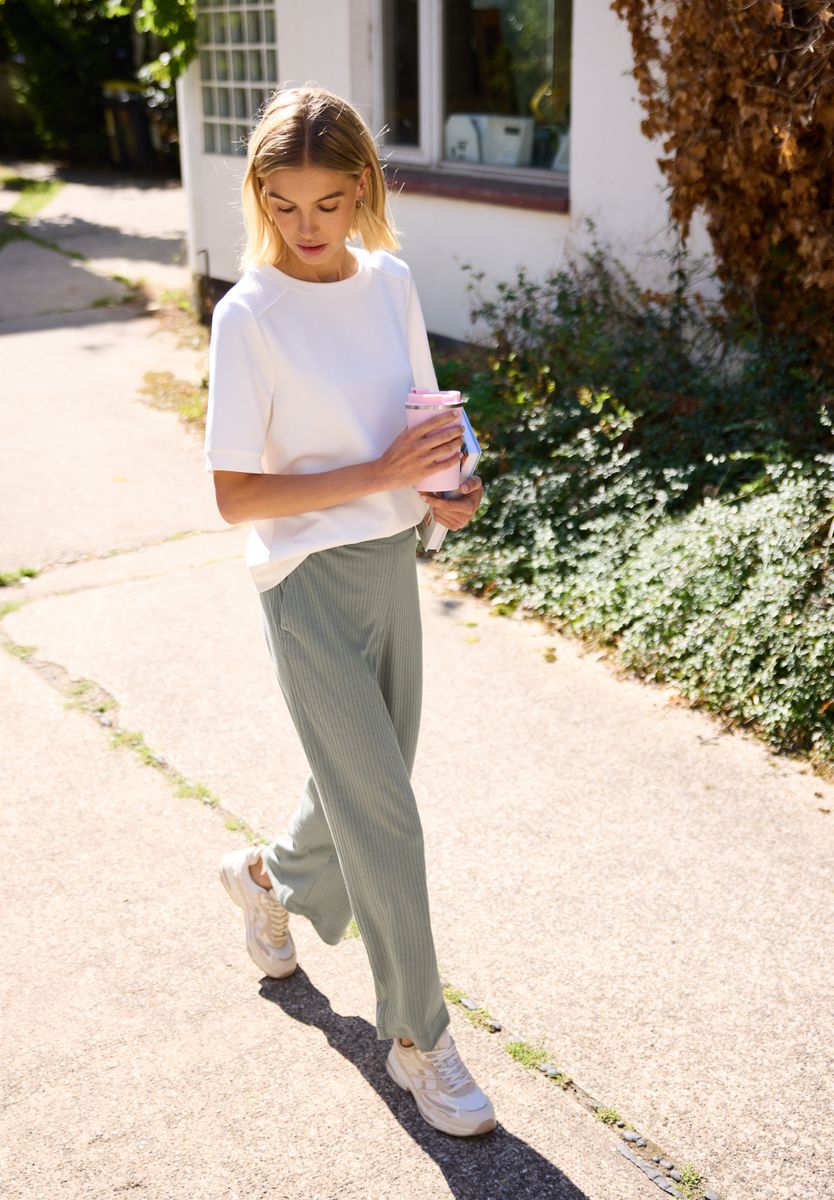 Wide Leg Hose in Rippstruktur