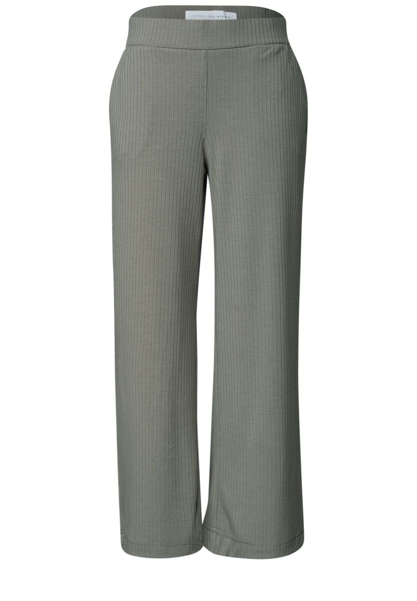 Wide Leg Hose in Rippstruktur
