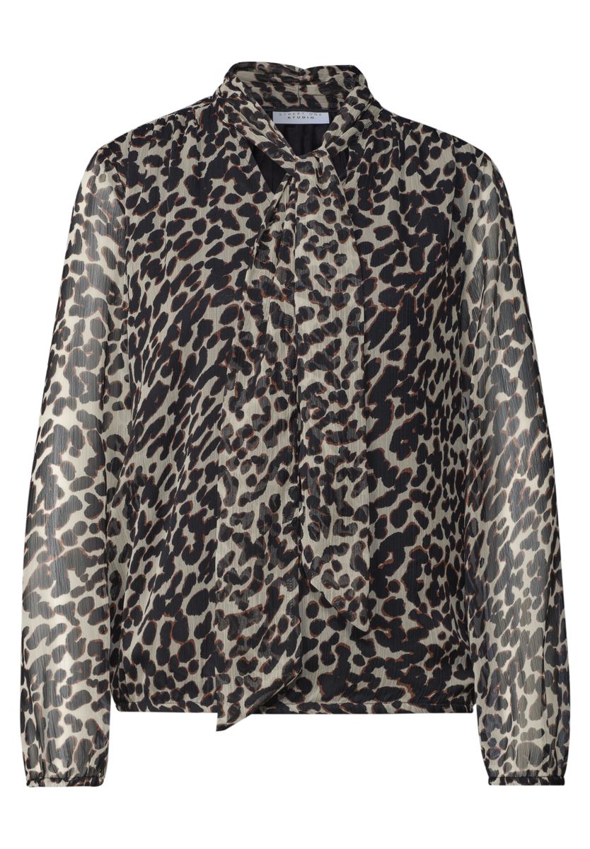 Langarm Bluse aus Chiffon mit Schleife
