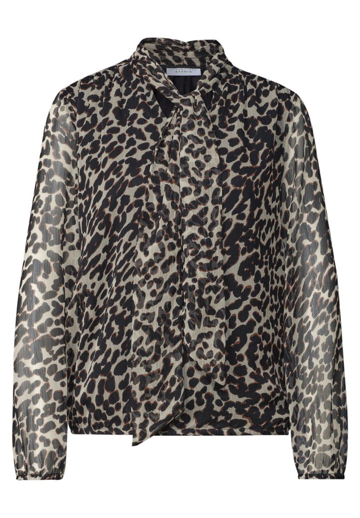 Langarm Bluse aus Chiffon mit Schleife