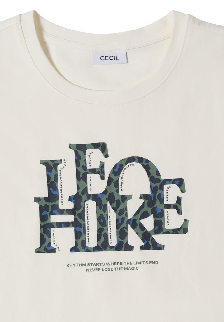 3/4-Arm Shirt mit Wording im Leo-Look