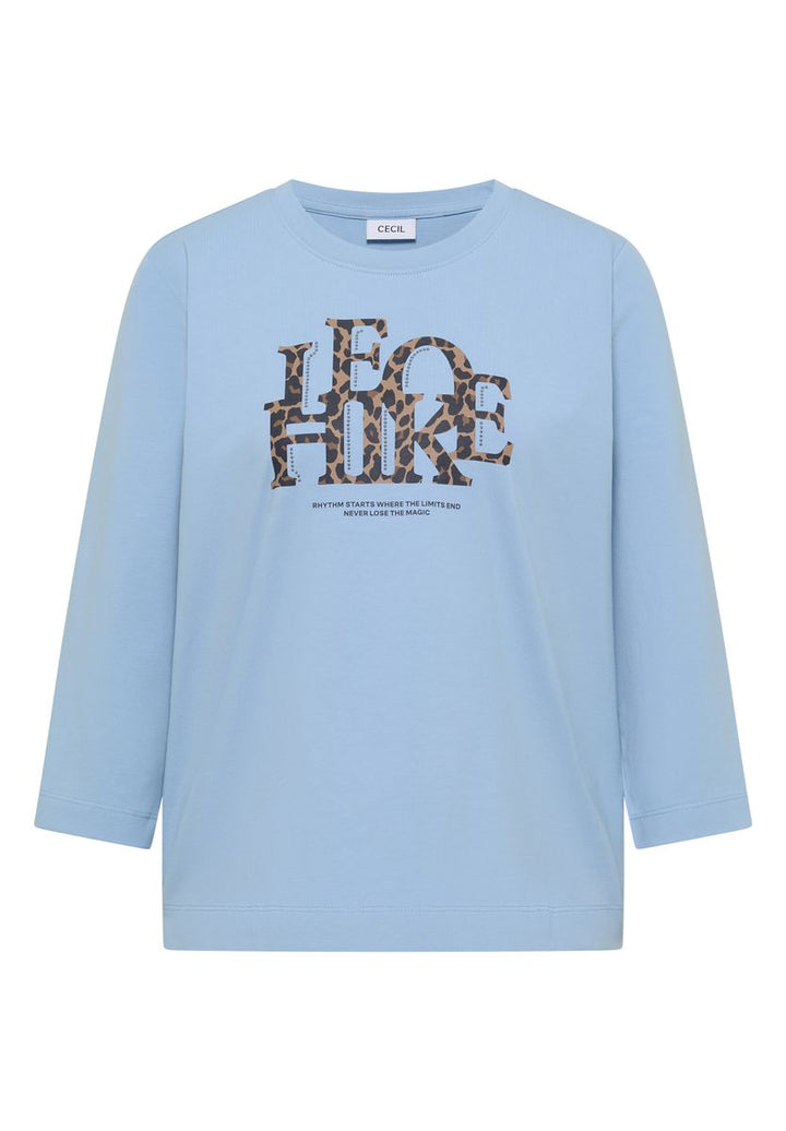 3/4-Arm Shirt mit Wording im Leo-Look