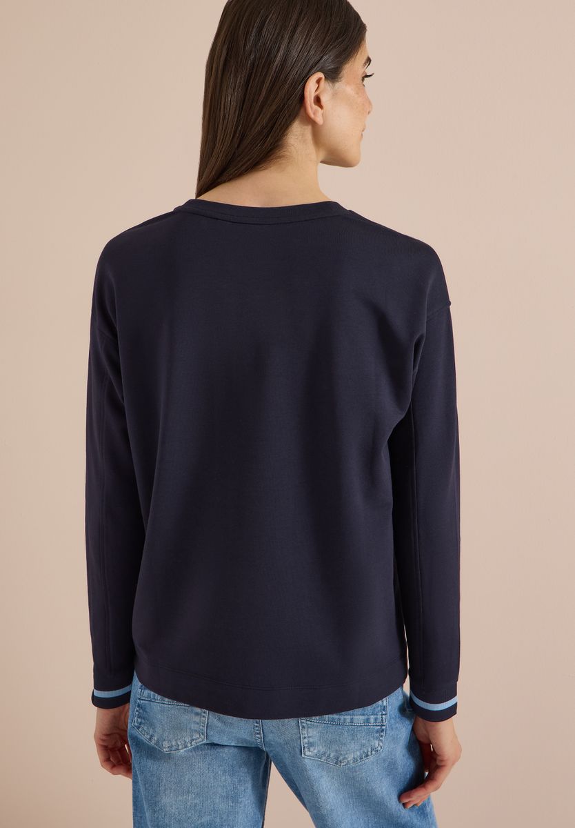 Langarm Shirt mit Rundhals und Streifendetail