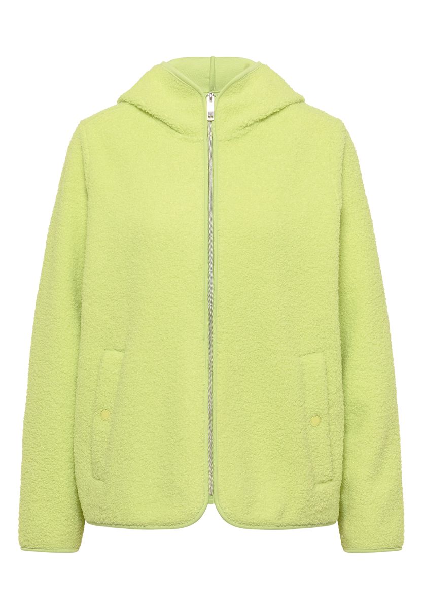 Teddy-Jacke mit Kapuze in Unifarbe