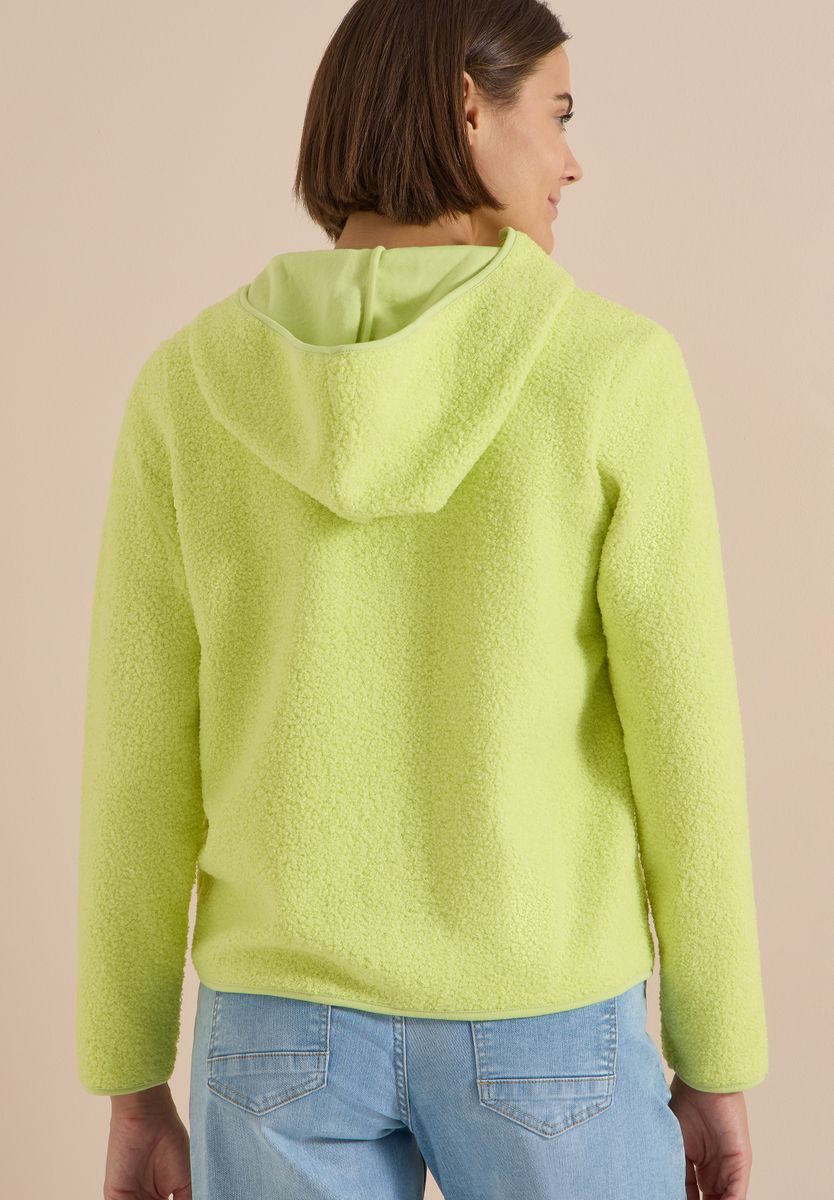 Teddy-Jacke mit Kapuze in Unifarbe