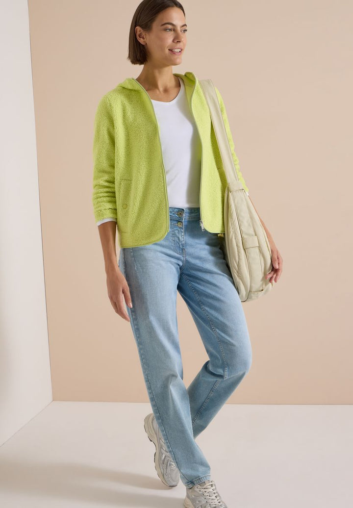 Teddy-Jacke mit Kapuze in Unifarbe