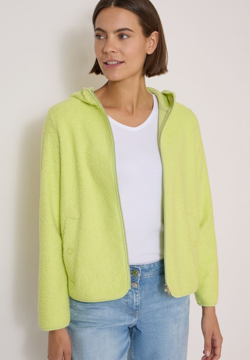 Teddy-Jacke mit Kapuze in Unifarbe