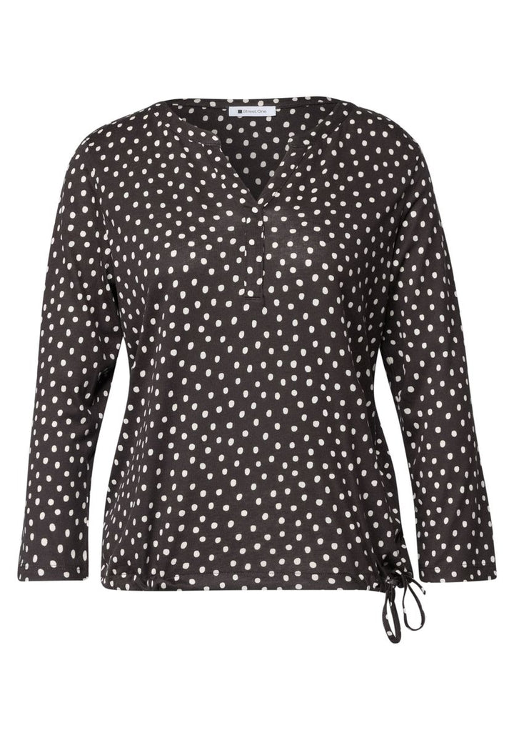 3/4-Arm Shirt mit Split Neck und Print