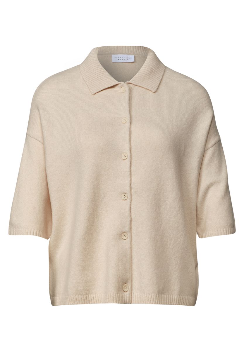 Kurzarm Cardigan mit Polokragen