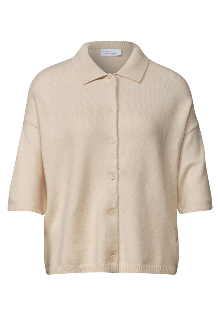 Kurzarm Cardigan mit Polokragen