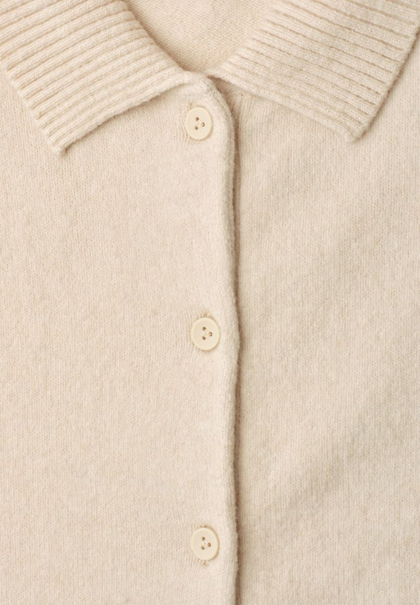 Kurzarm Cardigan mit Polokragen