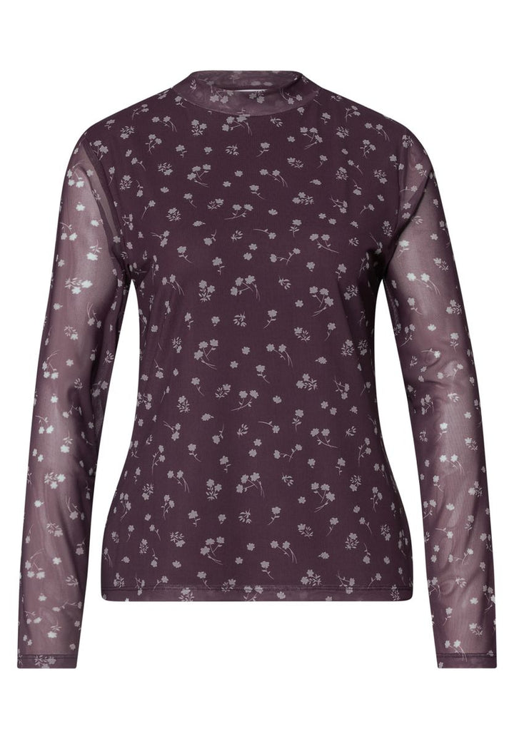 Langarm Mesh-Shirt mit Rundhals und Print