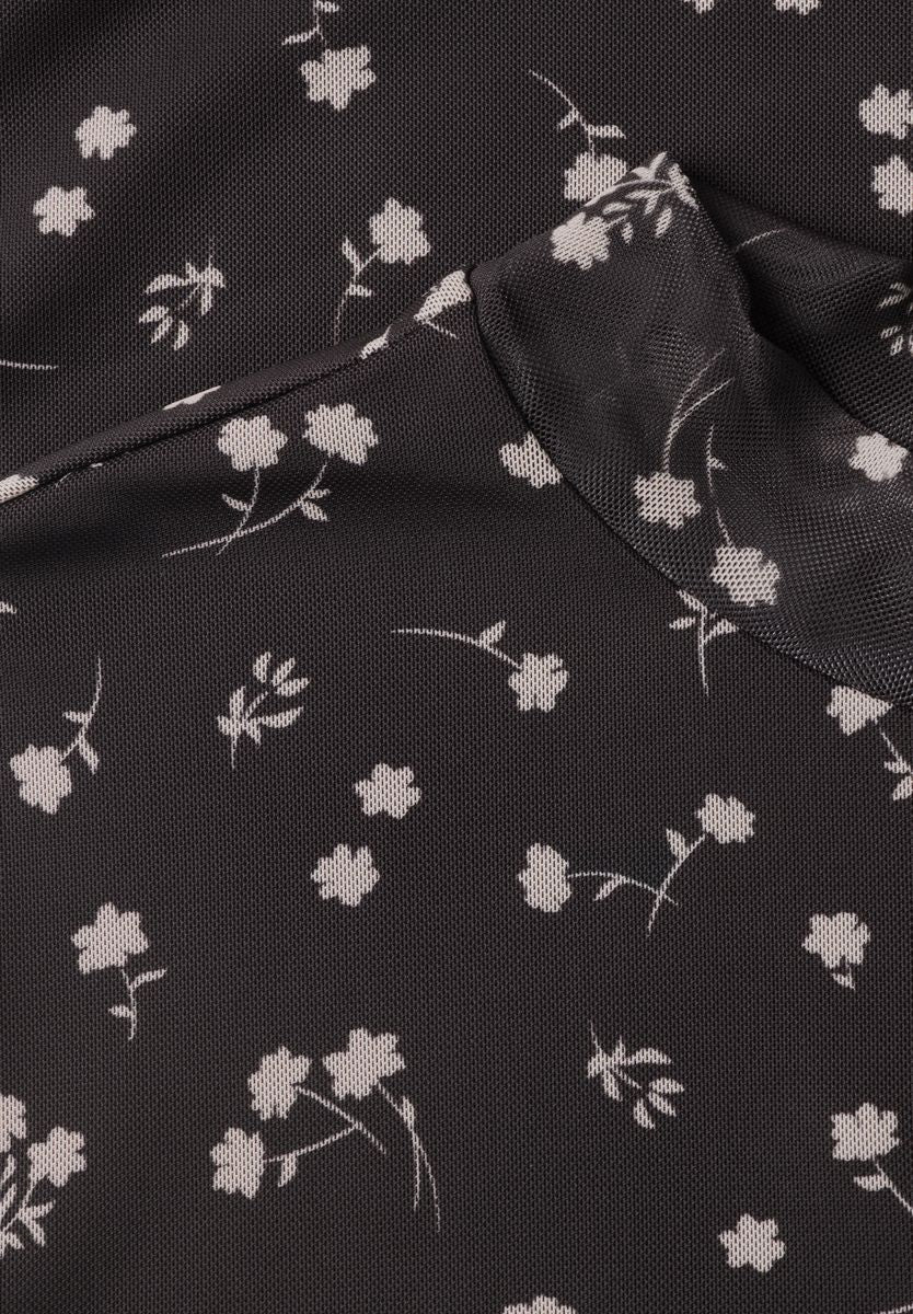 Langarm Mesh-Shirt mit Rundhals und Print