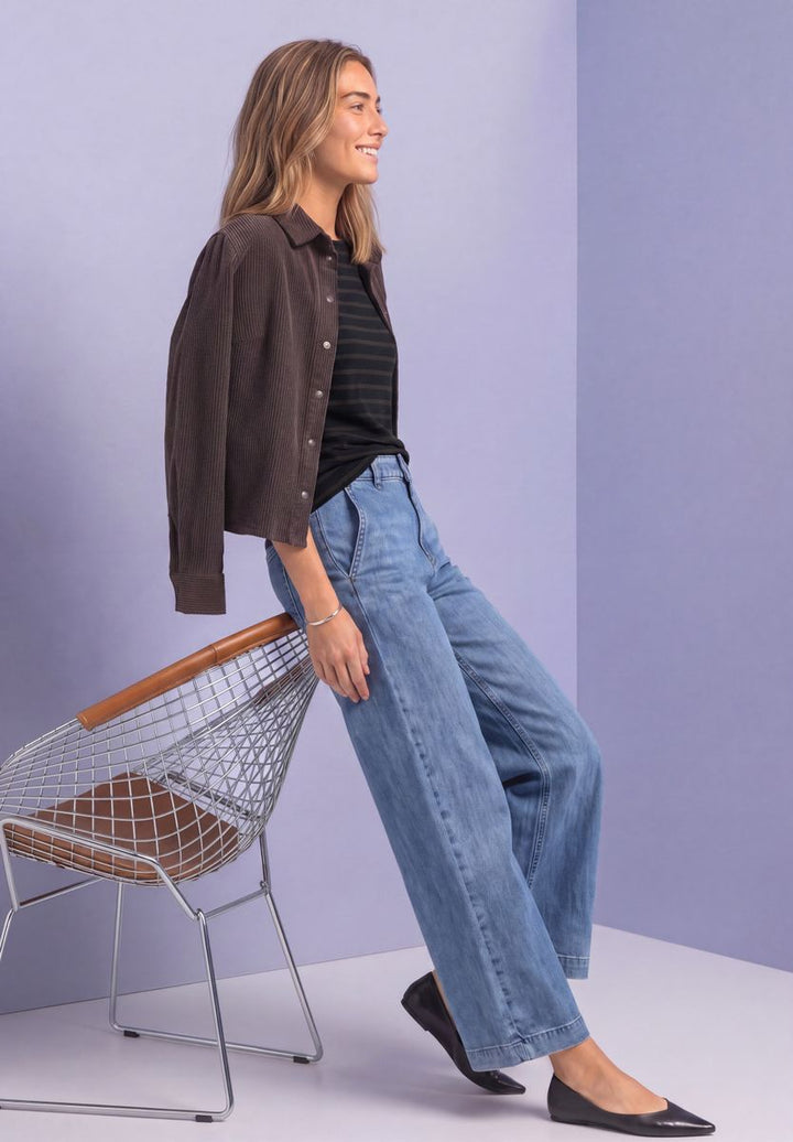 3/4-Arm Shirt mit Boat Neck und Streifen