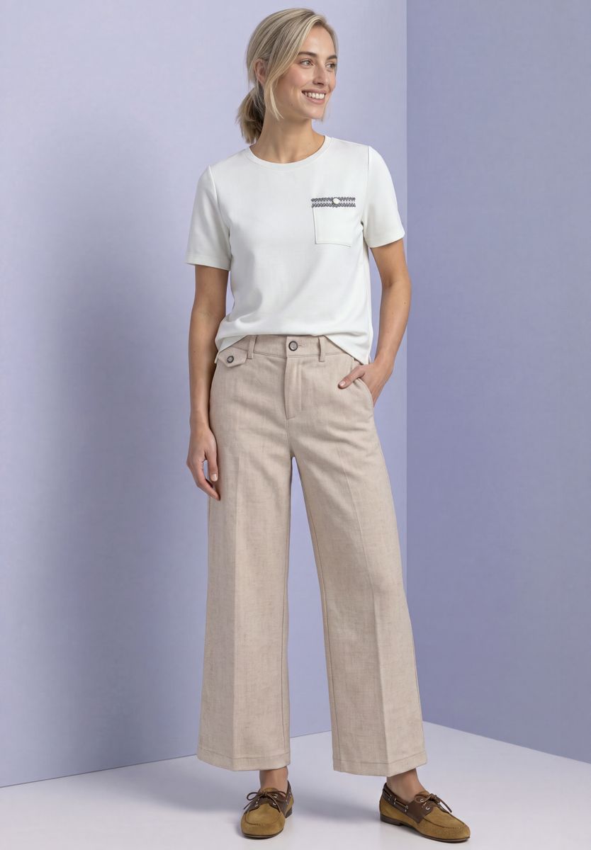Straight Leg Hose im Melange-Look
