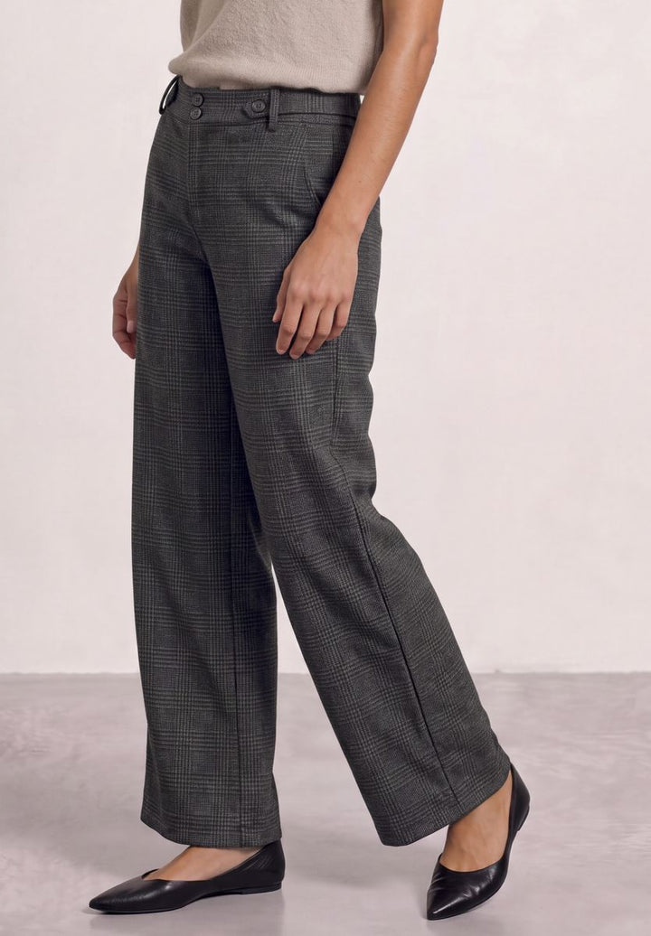 High Waist Wide Leg Hose mit Karomuster