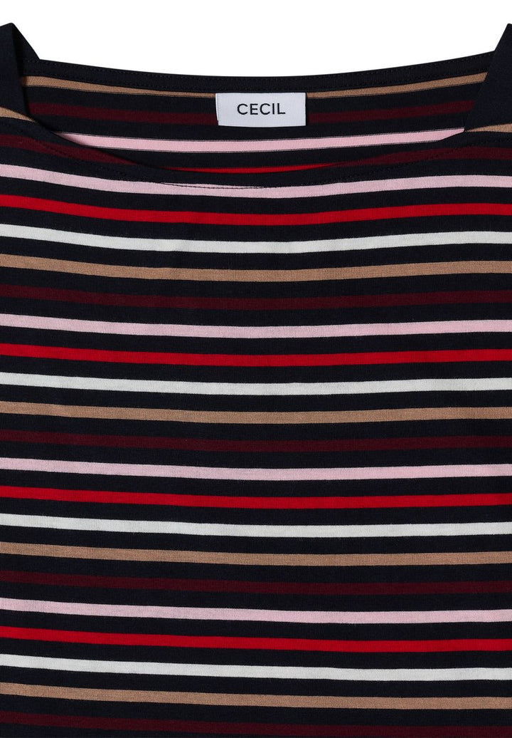 3/4-Arm Shirt mit Boat Neck und Streifen